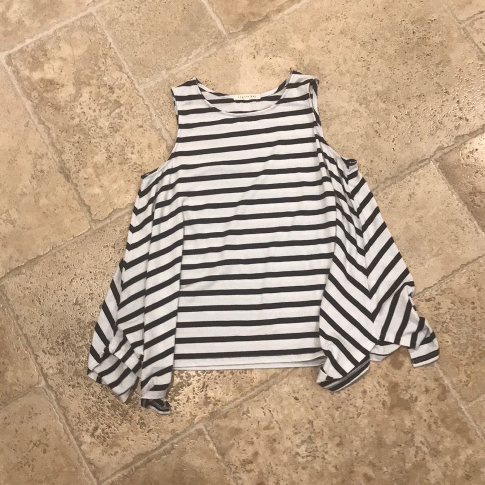 Navy and white striped top